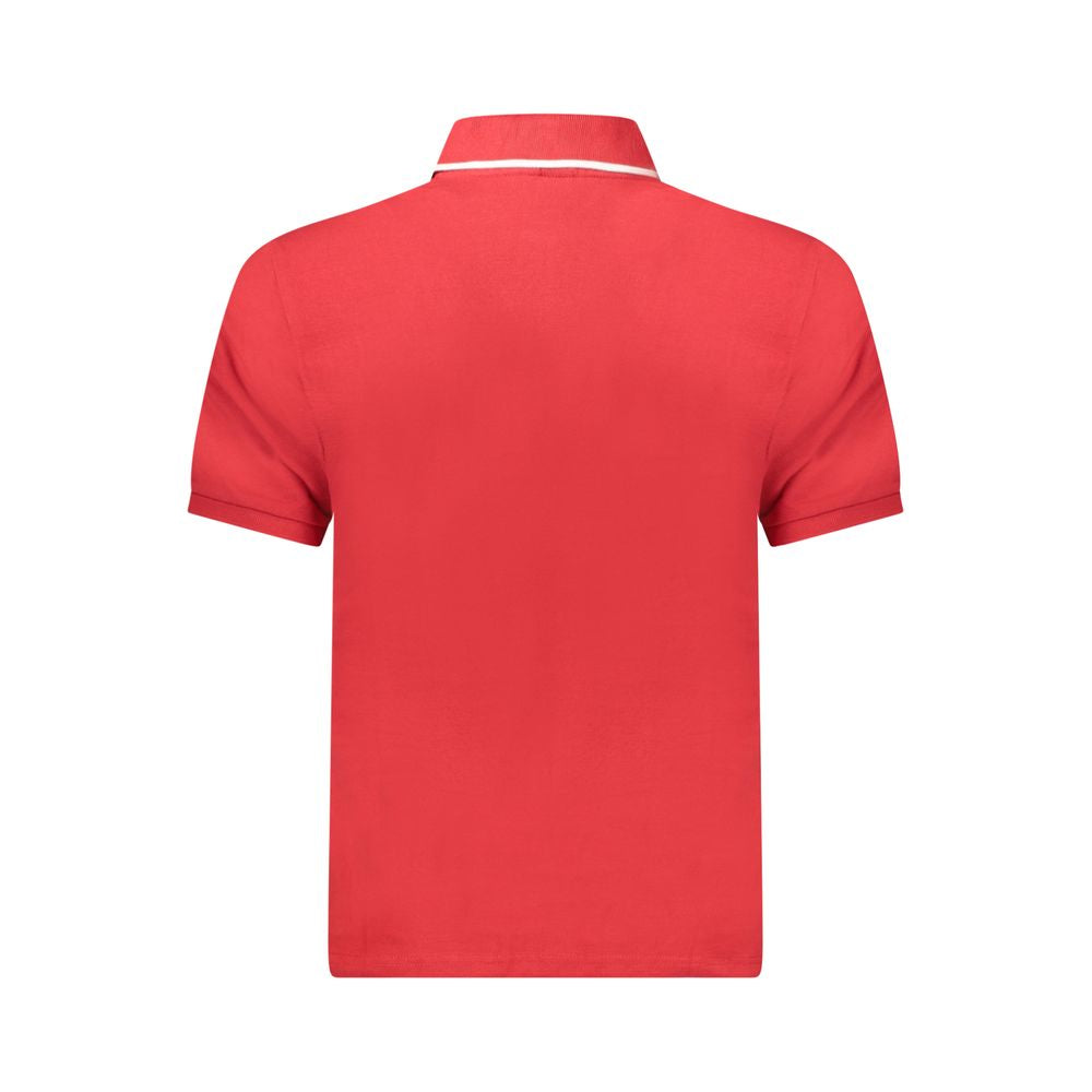 Back view of North Sails Red Cotton Men's Polo Shirt with contrasting details and North Sails logo, showcasing modern and stylish design.