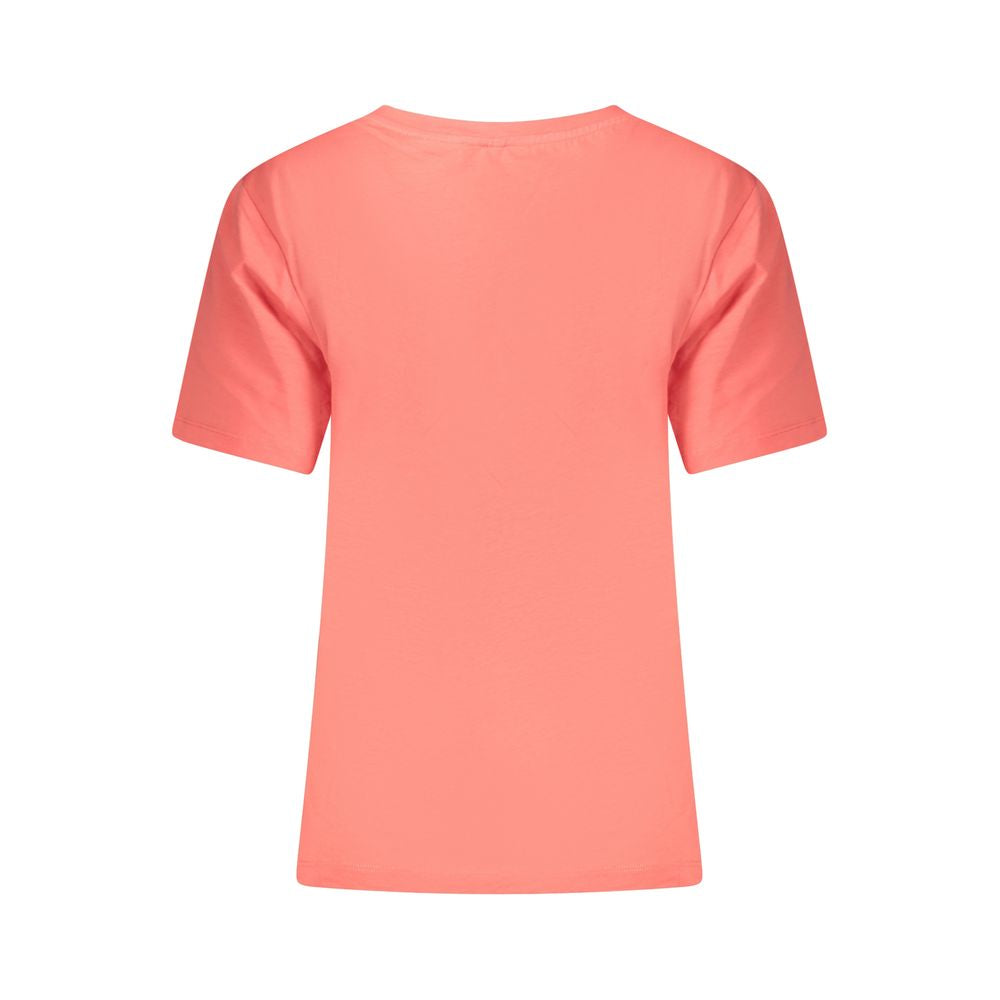 Back view of North Sails pink cotton short-sleeve t-shirt with wide neck