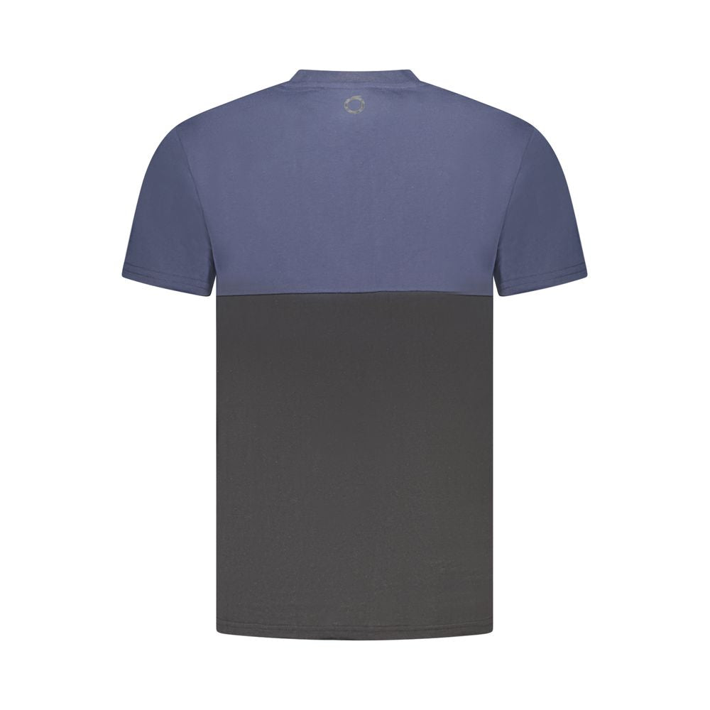 Back view of Trussardi Blue Cotton Men's T-Shirt with two-tone design