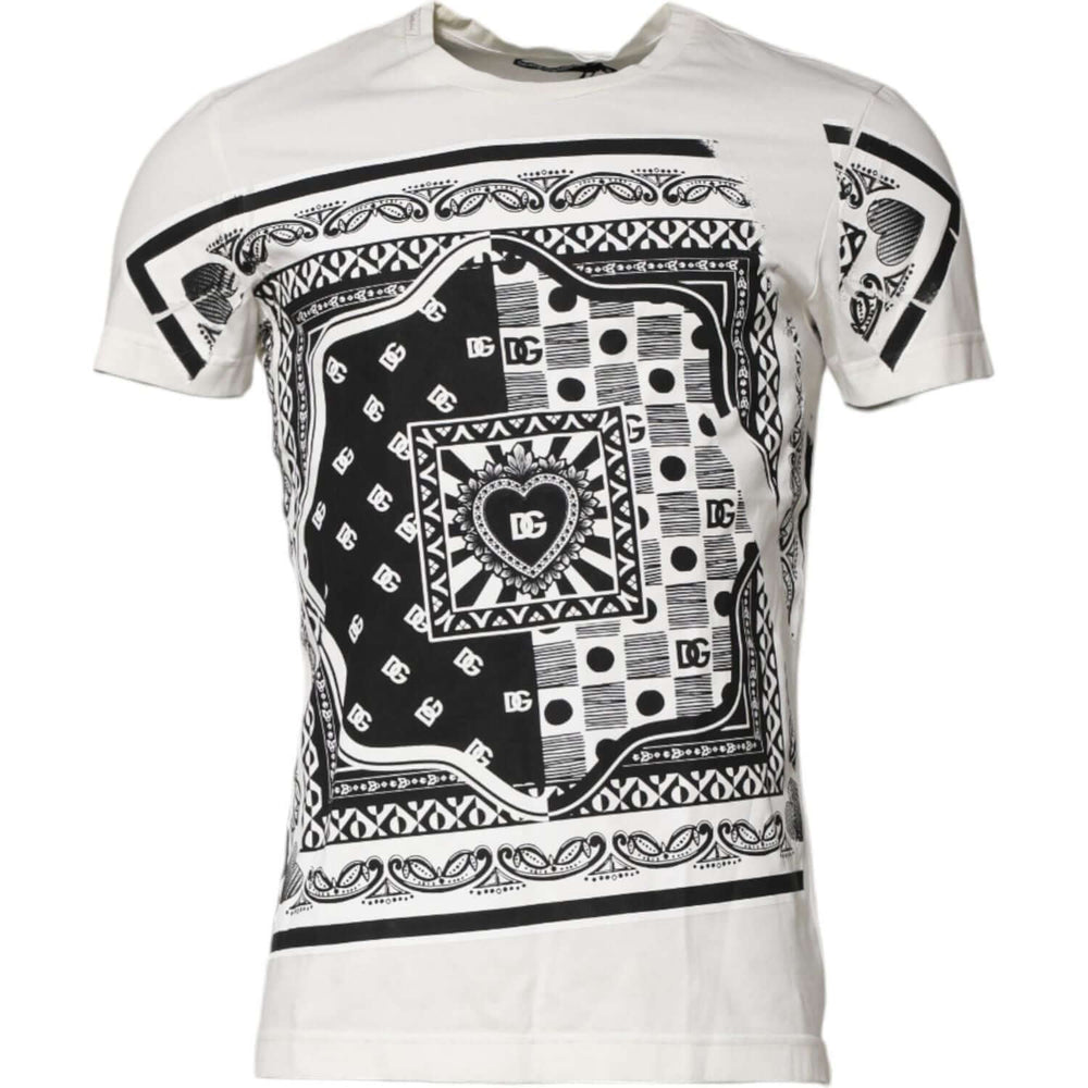 Dolce & Gabbana White Cotton Logo Bandana Print T-shirt TSH90613-44