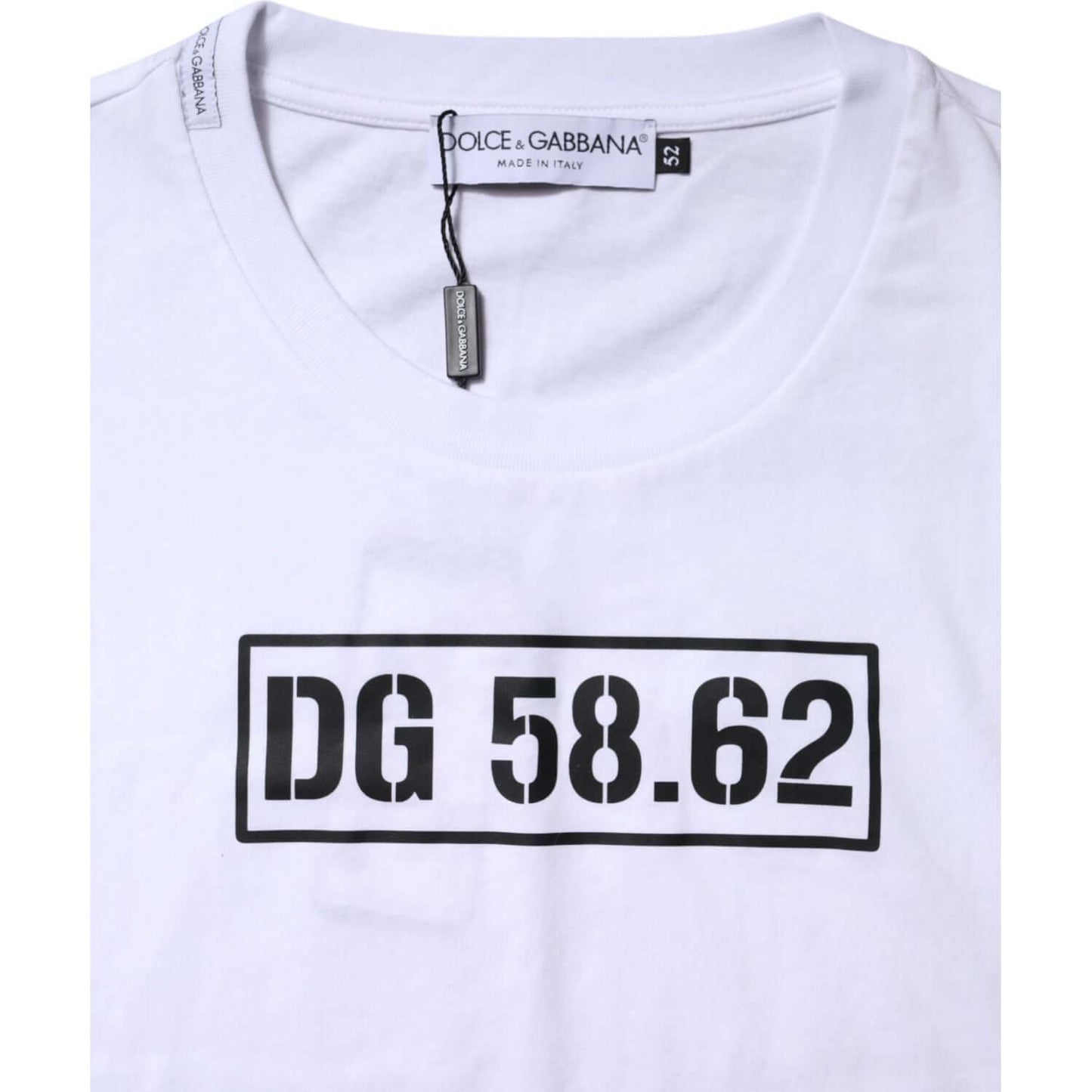 Dolce & Gabbana White Cotton Logo Print Crew Neck T-shirt TSH90616-52