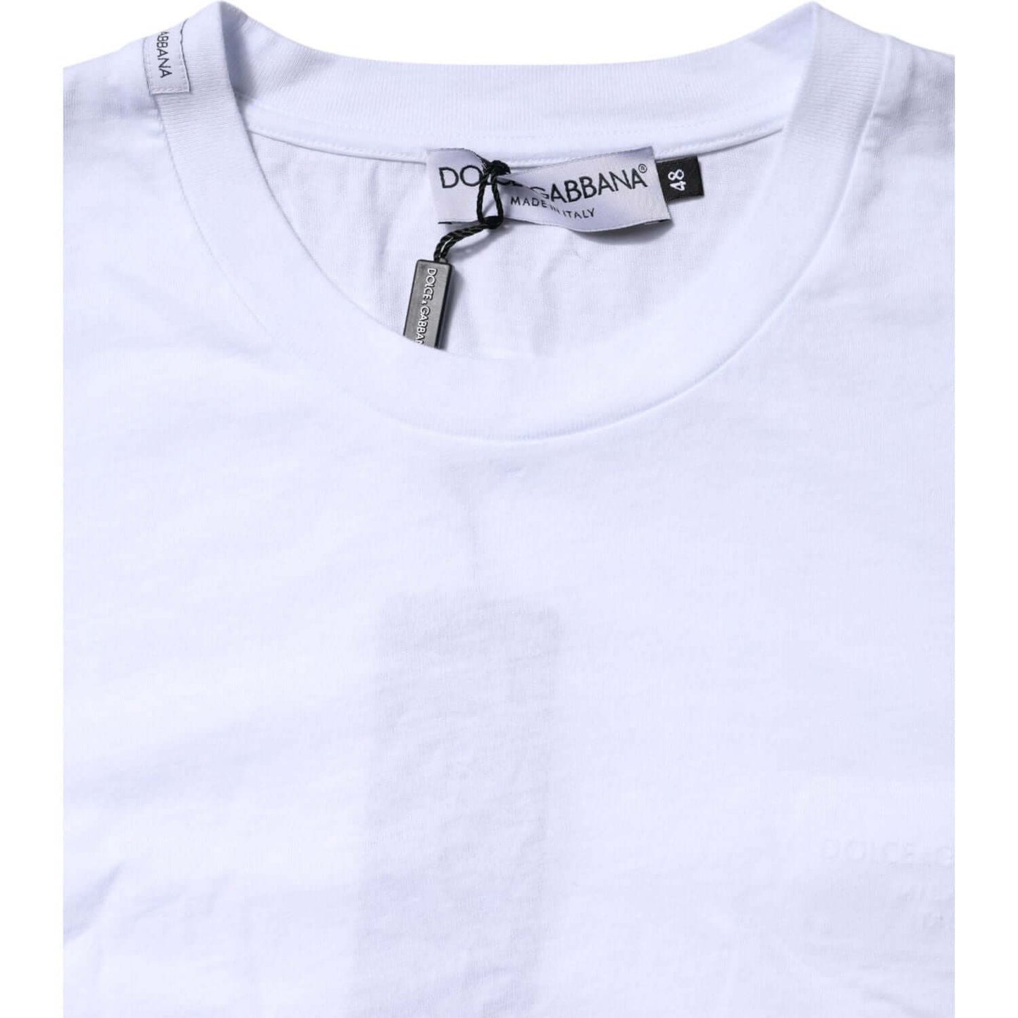 Dolce & Gabbana White Cotton Logo Patch Crew Neck T-shirt TSH90627-48