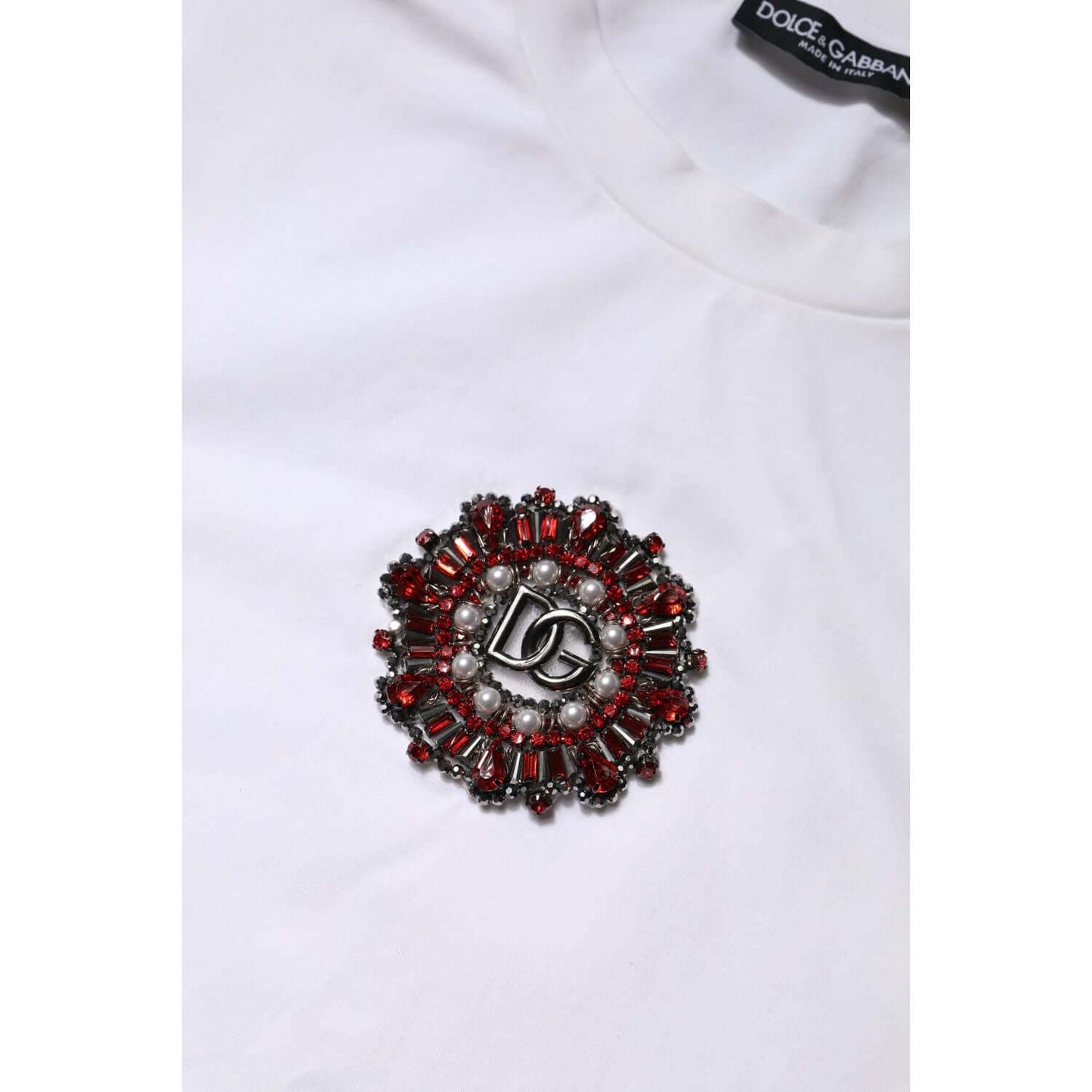 Dolce & Gabbana White Logo Embellish Short Sleeves T-shirt TSH90642-52