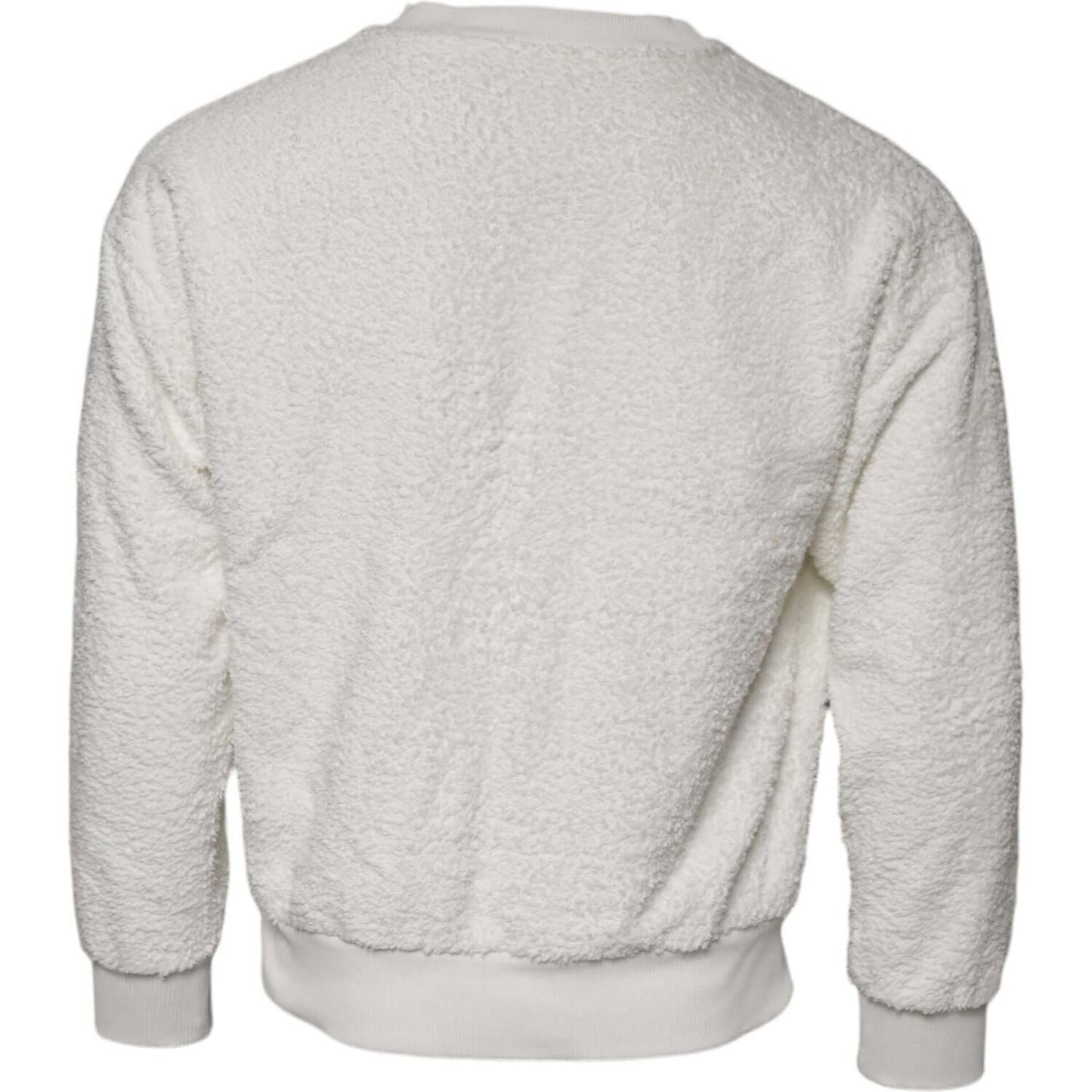Dolce & Gabbana White Cotton Fleece Crew Neck Sweater TSH90645-44