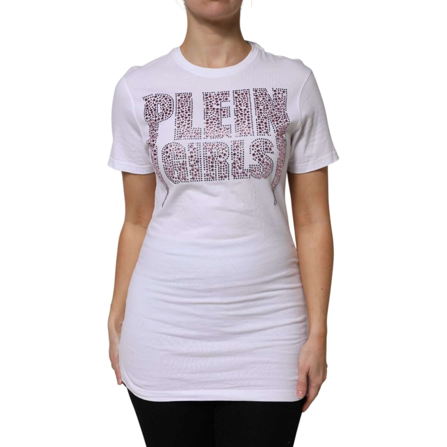 Philipp Plein White Embellished CrewNeck Short Sleeve T-shirt TSH87621-40