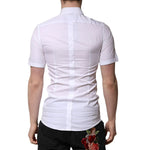 Dolce & Gabbana White Cotton GOLD Short Sleeves Formal Shirt TSH906797-40