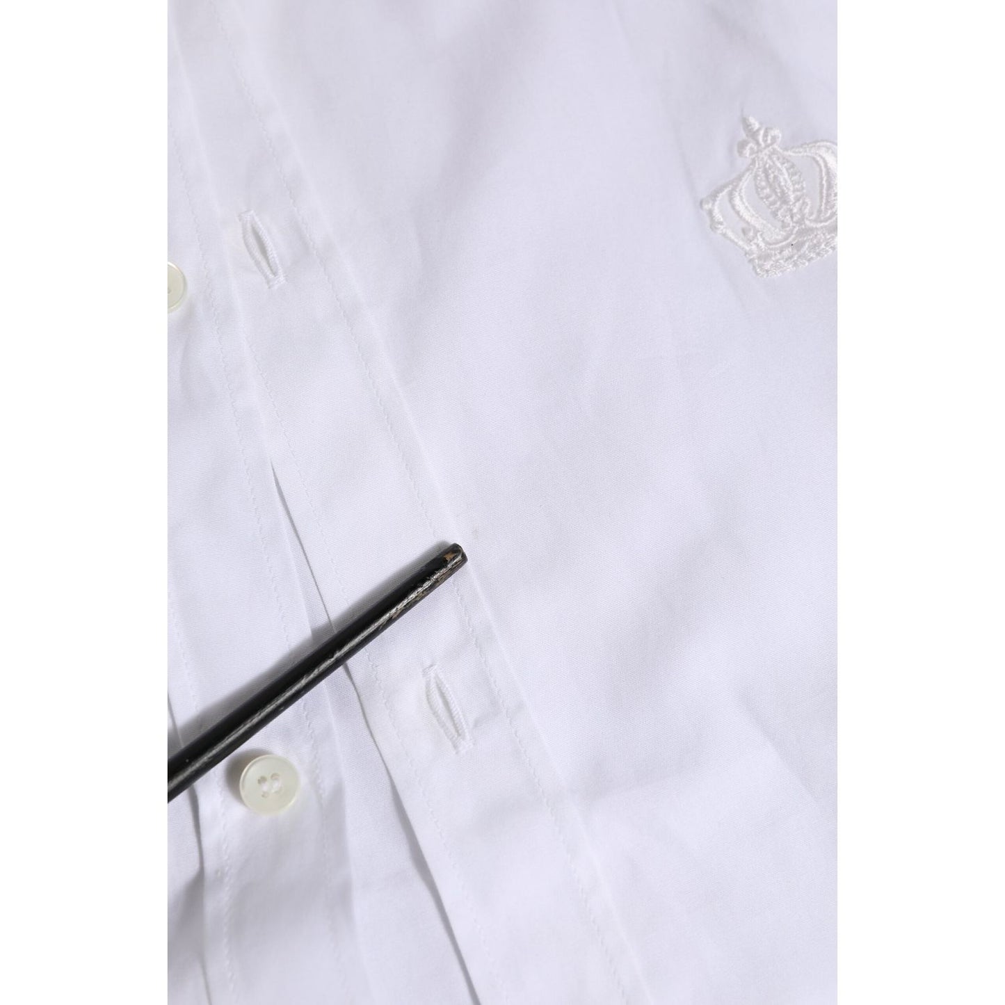 Dolce & Gabbana White Cotton GOLD Long Sleeves Formal Shirt TSH906815-38