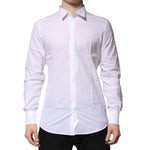 Dolce & Gabbana White Cotton GOLD Long Sleeves Formal Shirt TSH906818-40