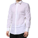 Dolce & Gabbana White Cotton GOLD Long Sleeves Formal Shirt TSH906818-40