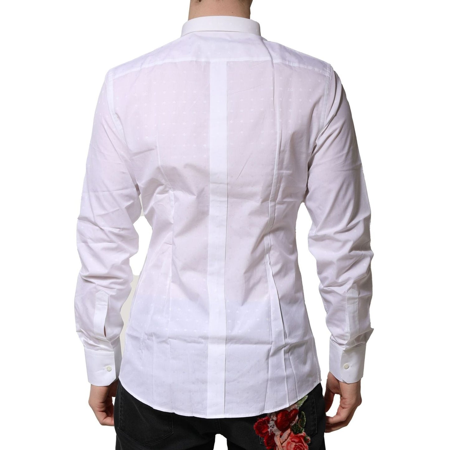 Dolce & Gabbana White Cotton GOLD Long Sleeves Formal Shirt TSH906818-40