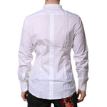 Dolce & Gabbana White Cotton GOLD Long Sleeves Formal Shirt TSH906818-40