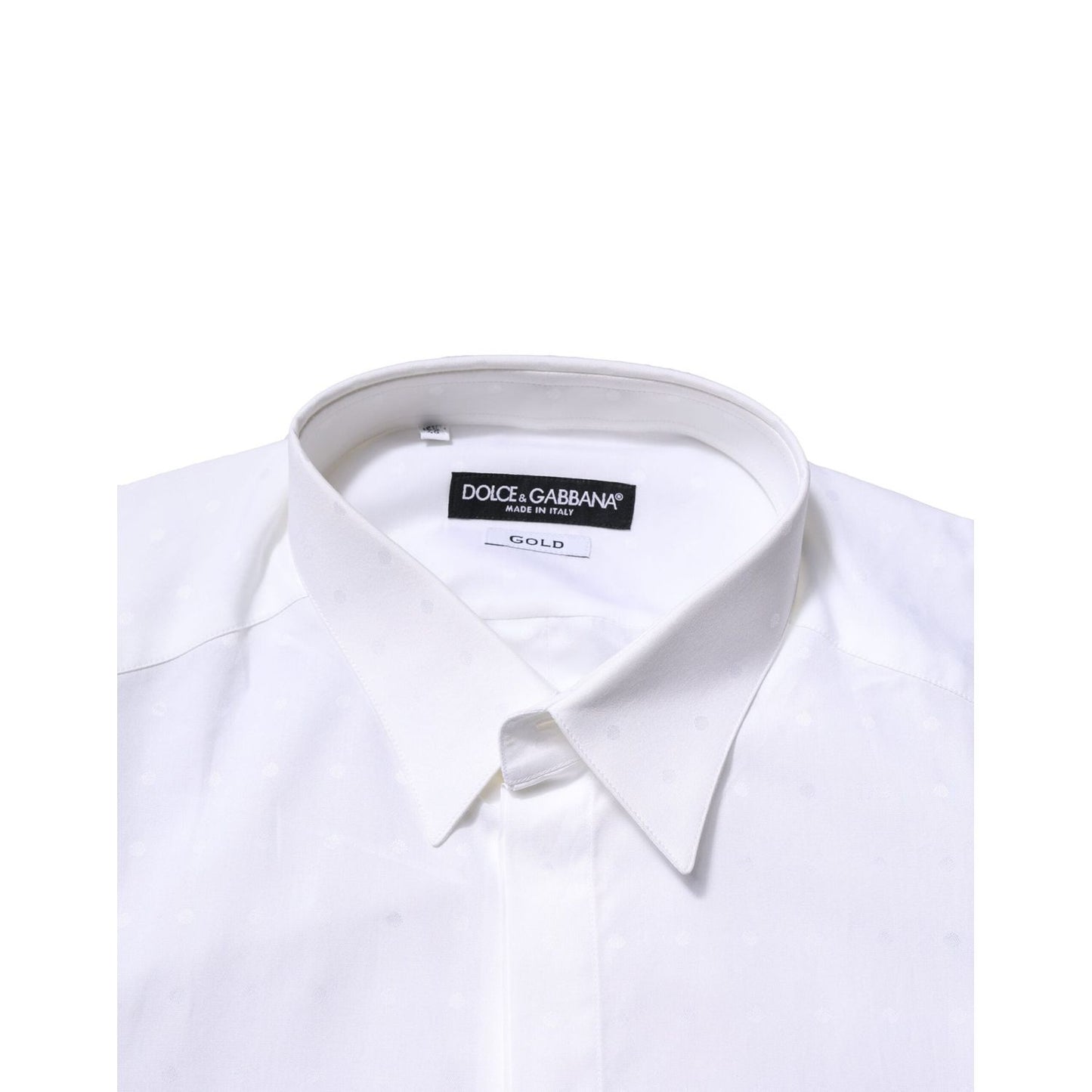 Dolce & Gabbana White Cotton GOLD Long Sleeves Formal Shirt TSH906818-40