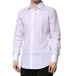 Dolce & Gabbana White Cotton GOLD Long Sleeves Formal Shirt TSH906821-42
