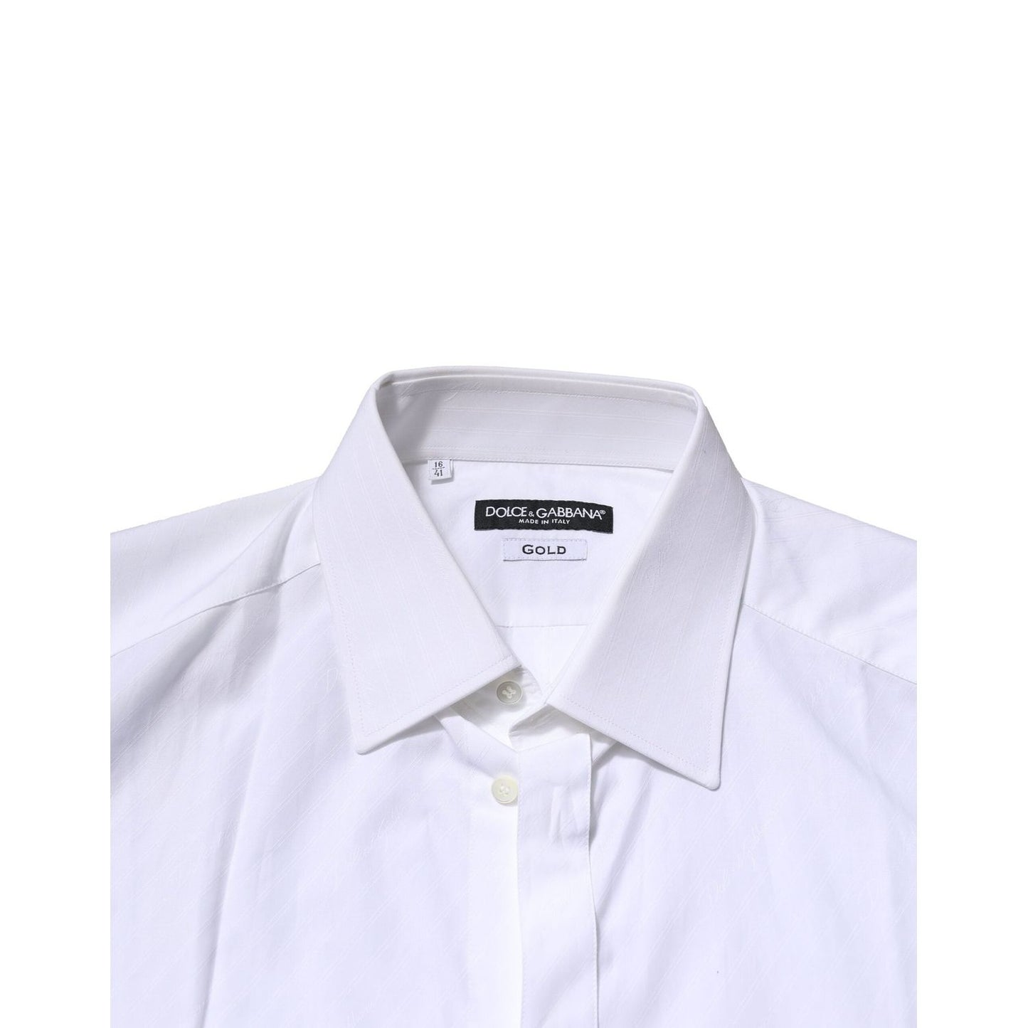 Dolce & Gabbana White Cotton GOLD Long Sleeves Formal Shirt TSH906821-42