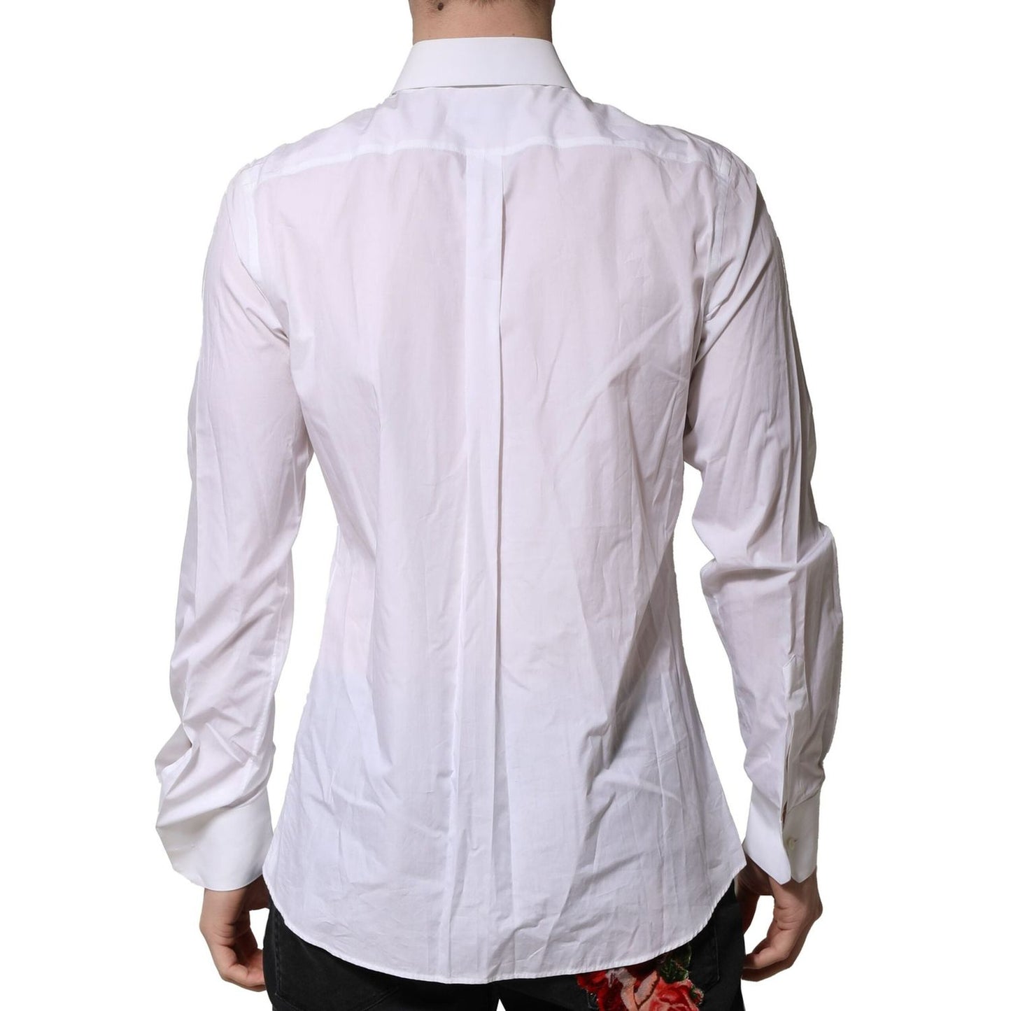 Dolce & Gabbana White Cotton MARTINI Long Sleeve Formal Shirt TSH906825-39
