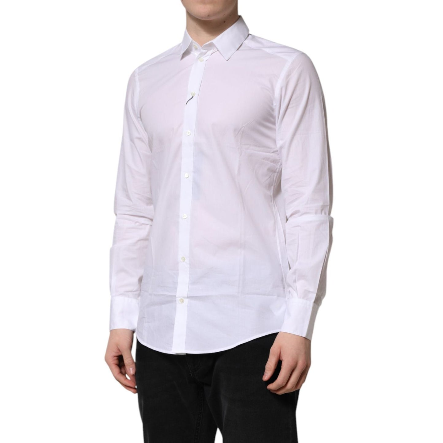 Dolce & Gabbana White Cotton Long Sleeves Men Formal Shirt