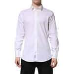 Dolce & Gabbana White Cotton GOLD Long Sleeves Dress Shirt