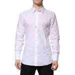 Dolce & Gabbana White Cotton GOLD Long Sleeves Dress Shirt TSH906927-42