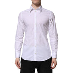 Dolce & Gabbana White Cotton GOLD Long Sleeves Dress Shirt TSH906941-42