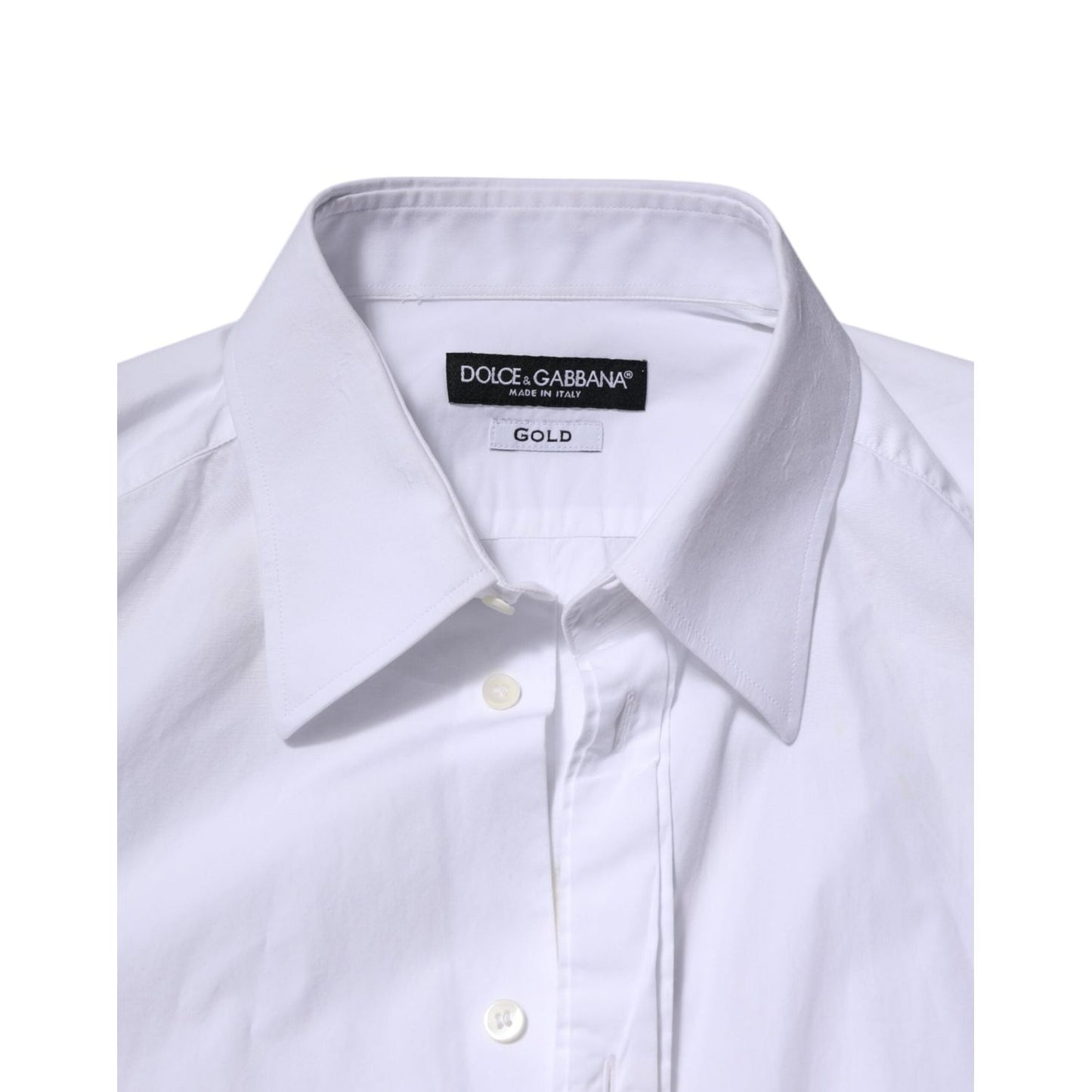 Dolce & Gabbana White Cotton GOLD Long Sleeves Dress Shirt TSH906941-42