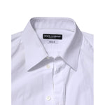 Dolce & Gabbana White Cotton GOLD Long Sleeves Dress Shirt TSH906941-42