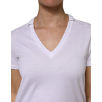 Dolce & Gabbana White Cotton Short Sleeve V-Neck Top T-shirt