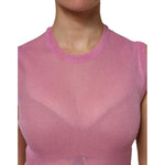 Dolce & Gabbana Pink Polyester Sleeveless Round Neck Tank Top TSH90665-44