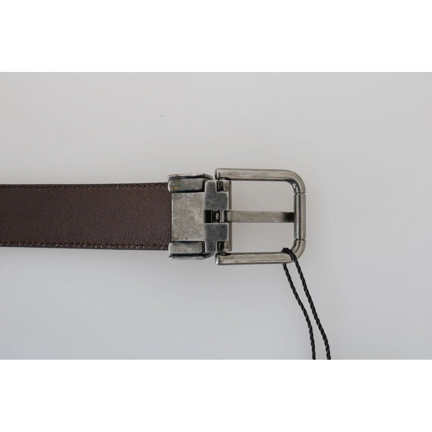 Dolce & Gabbana Blue Perforated Leather Gray Buckle Belt