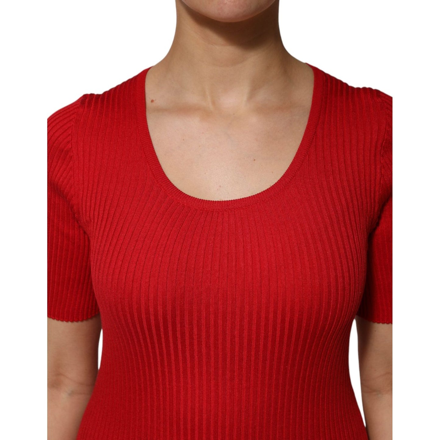Dolce & Gabbana Red Round Neck Short Sleeves Pullover Top TSH90679-42