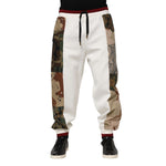 Dolce & Gabbana White Patchwork Mens Jogger Pants