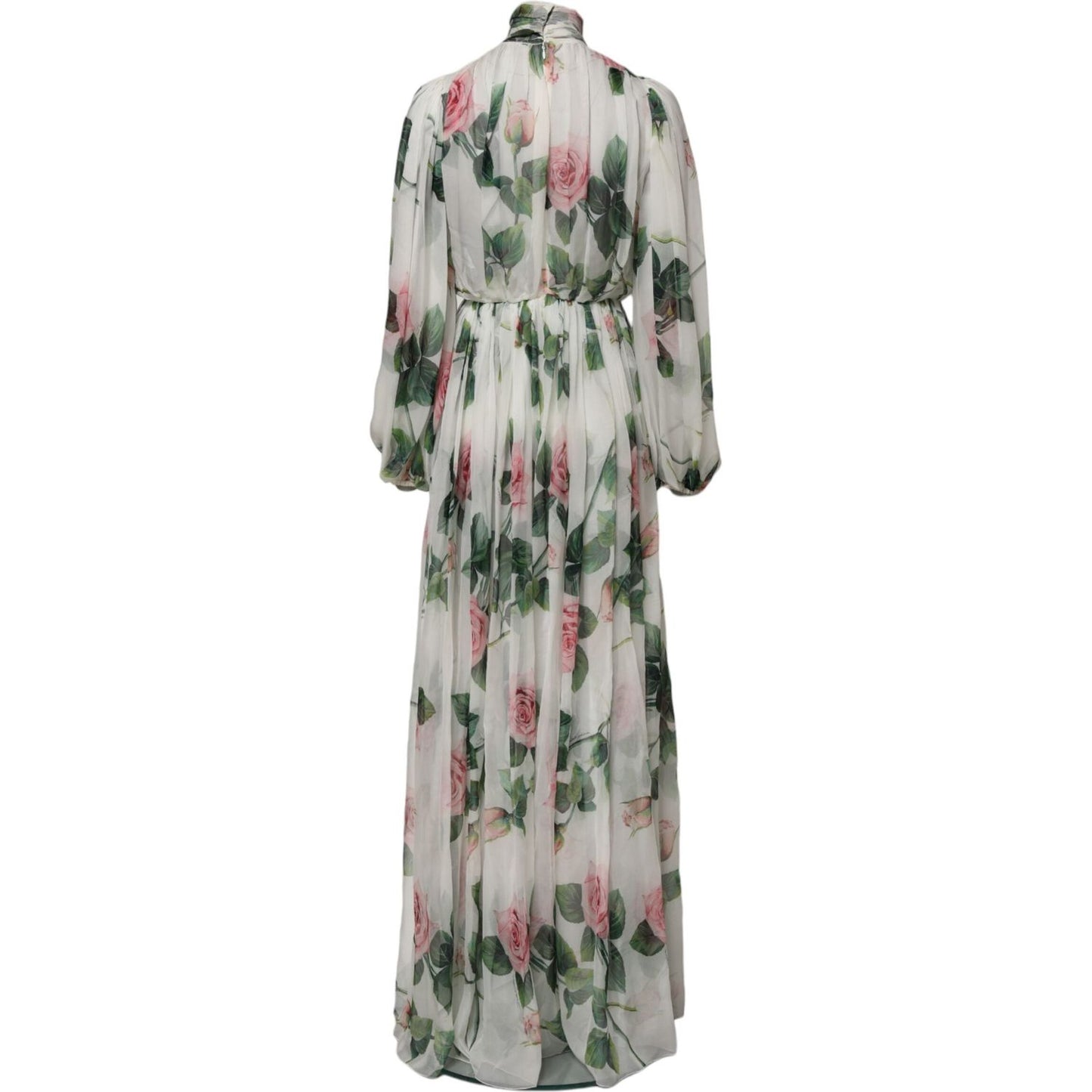 Dolce & Gabbana White Floral Roses Silk Maxi Long Gown Dress DR81742-38