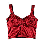 Dolce & Gabbana Red Bustier Sleeveless Corset Cropped Top