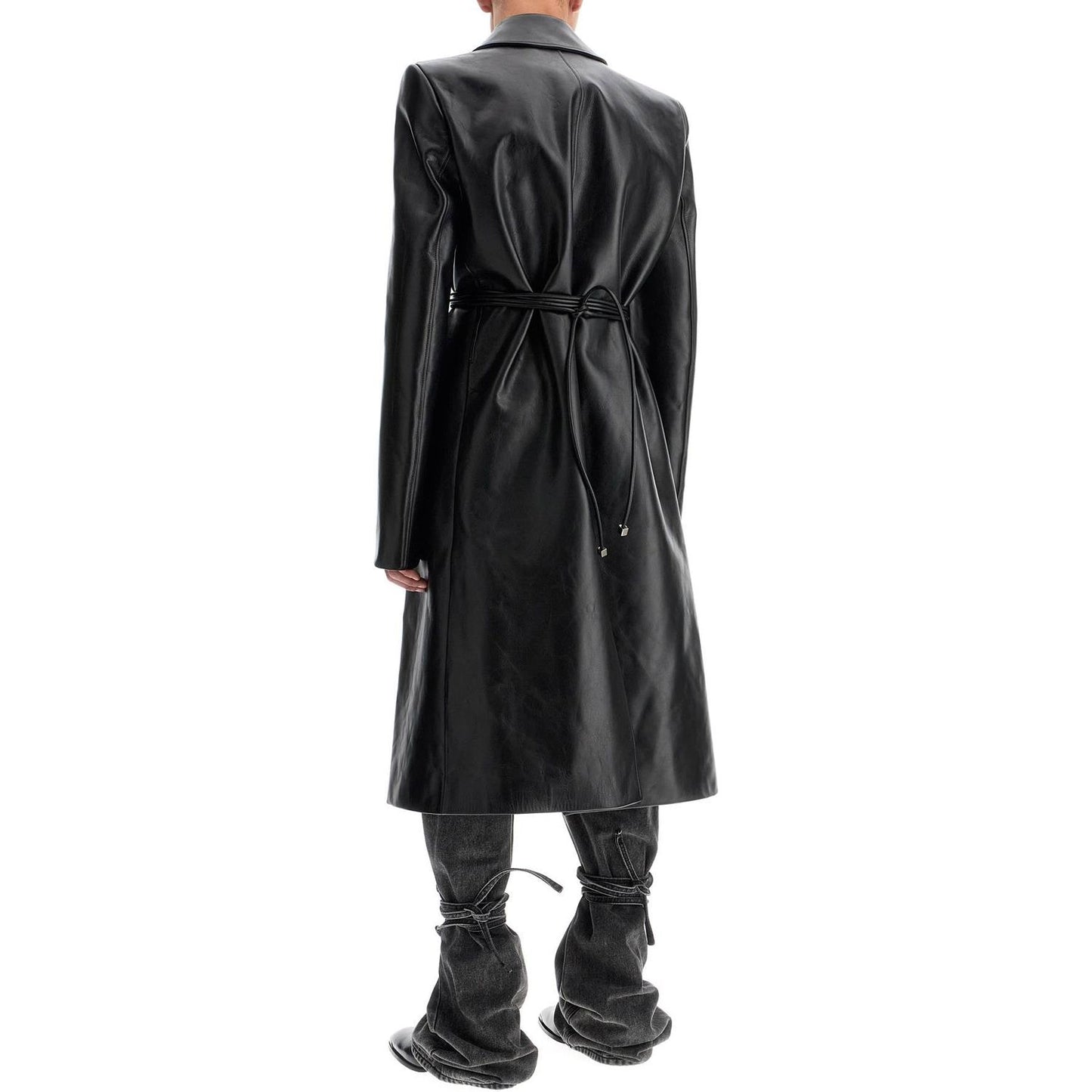 Alexander Mcqueen waterproof leather jacket with voluminous shoulders