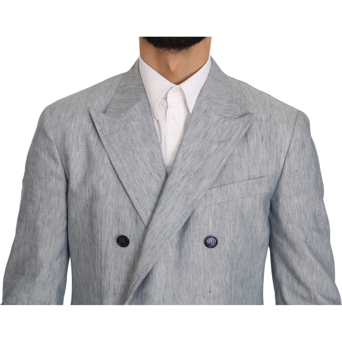 Dolce & Gabbana Elegant Light Blue Double Breasted Blazer Dolce & Gabbana Dark Gray