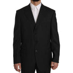 Z ZEGNA Black Striped Two Piece 3 Button 100% Wool Suit KOS1459-52
