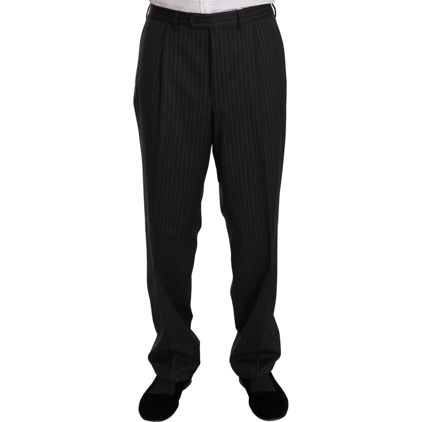 Z ZEGNA Black Striped Two Piece 3 Button 100% Wool Suit KOS1459-52