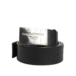 Dolce & Gabbana Black Leather Classic Metal Logo Buckle Belt