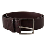Dolce & Gabbana Dark Brown Calf Leather Silver Logo Metal Buckle Belt BEL8611-36