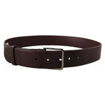 Dolce & Gabbana Dark Brown Calf Leather Silver Logo Metal Buckle Belt BEL8611-36