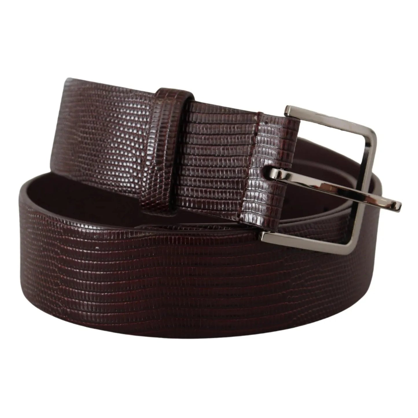 Dolce & Gabbana Dark Brown Calf Leather Silver Logo Metal Buckle Belt BEL8611-36