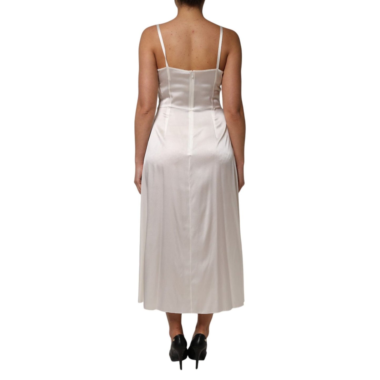 Dolce & Gabbana White DG Logo Full Slip Silk Dress Sleepwear DR81791-46