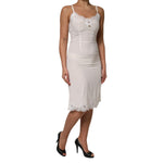 Dolce & Gabbana White Lace Gold DG Logo Silk Dress Sleepwear