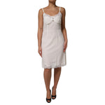 Dolce & Gabbana White Lace Gold DG Logo Silk Dress Sleepwear DR81798-46