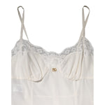 Dolce & Gabbana White Lace Gold DG Logo Silk Dress Sleepwear DR81798-46