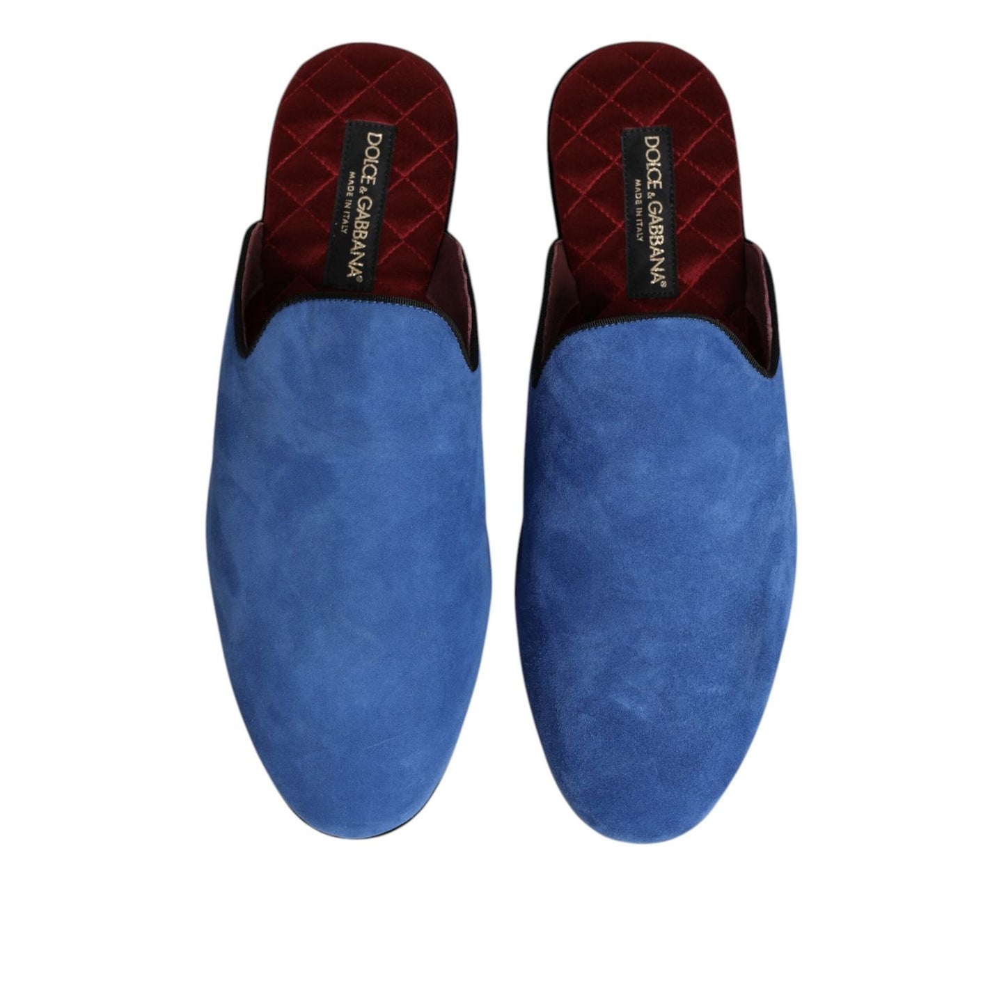 Dolce & Gabbana Blue Suede Capra Slides Flat Slipper Shoes