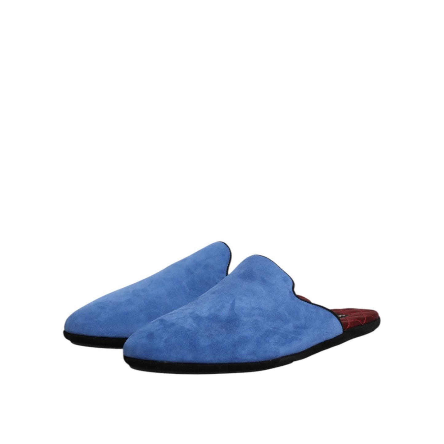 Dolce & Gabbana Blue Suede Capra Slides Flat Slipper Shoes