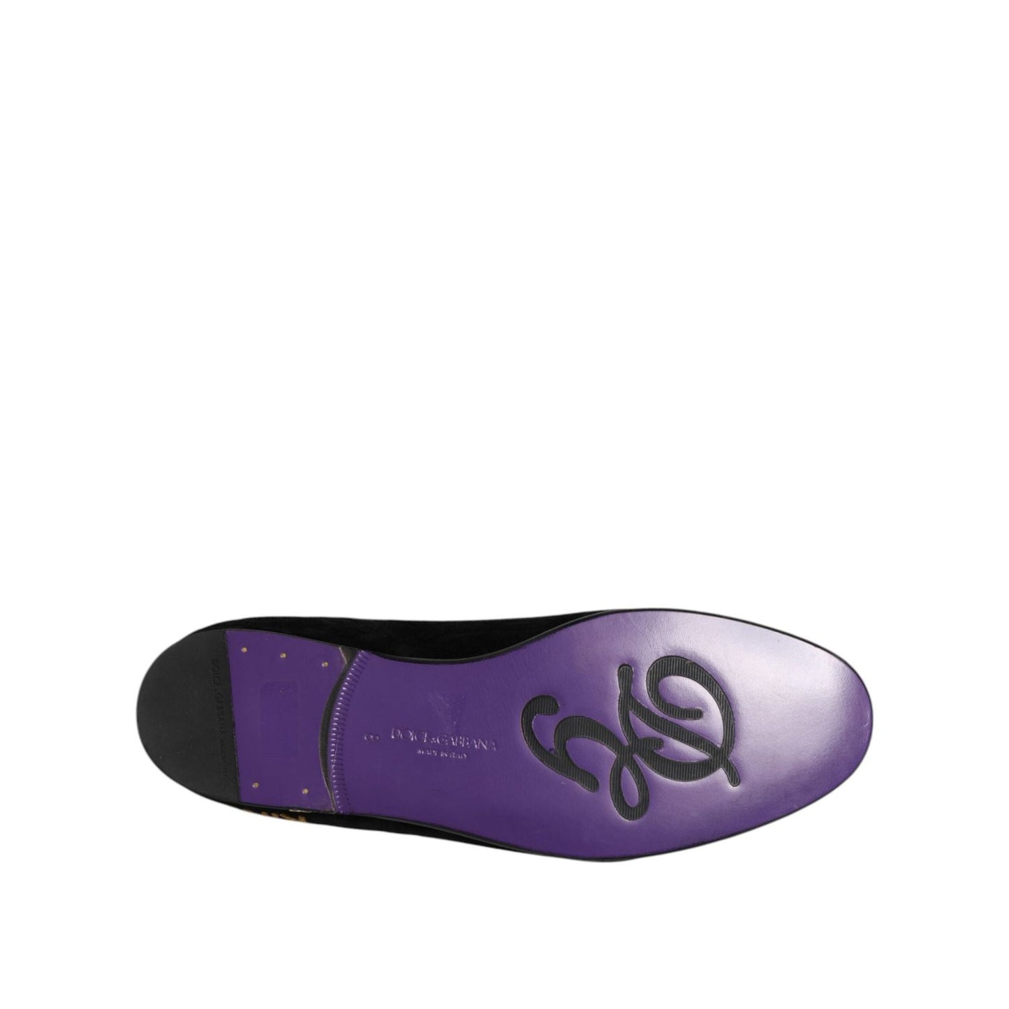 Dolce & Gabbana Black DG Crown Embroidery Loafers Slip On Shoes