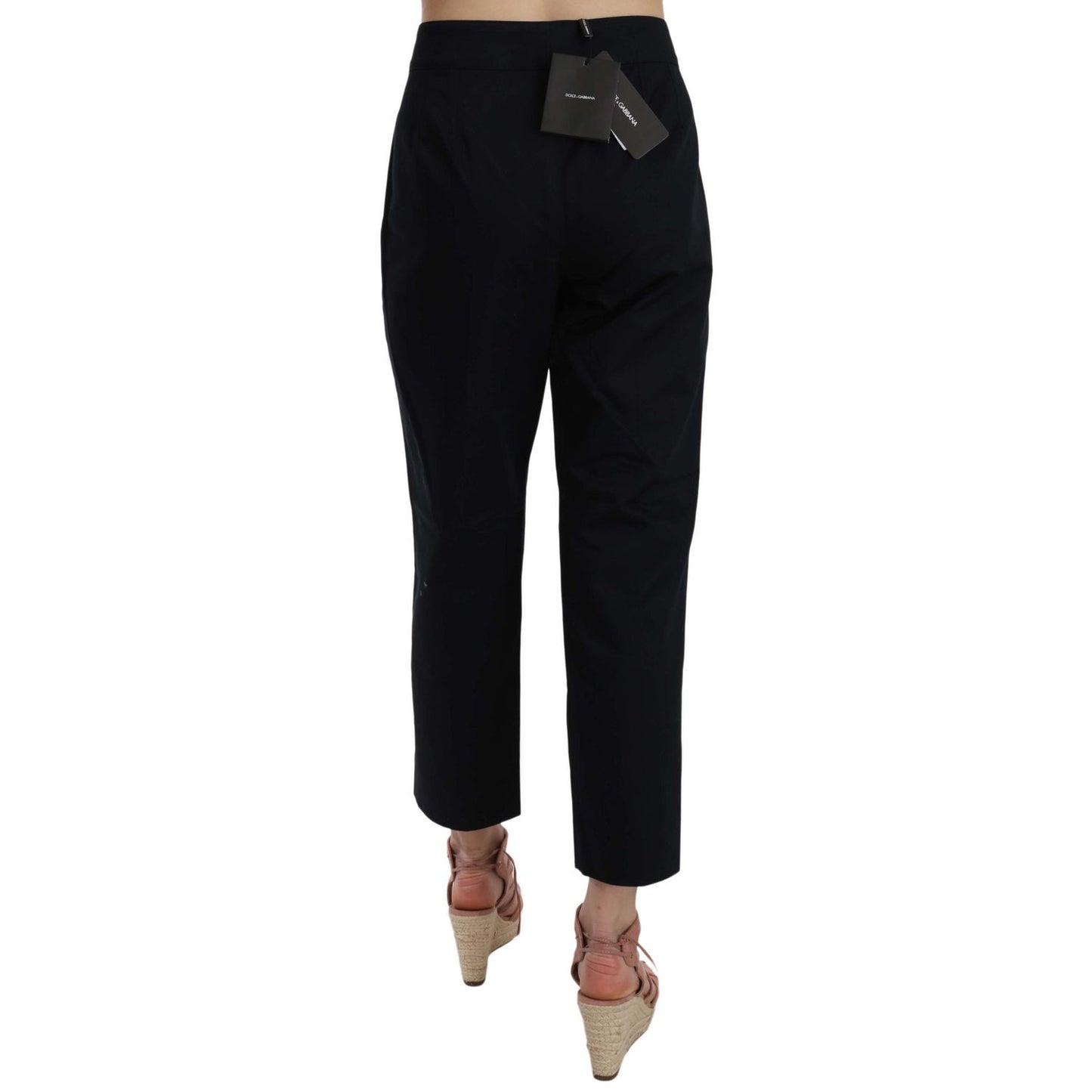 Dolce & Gabbana Black Cropped Front Button Embellished Pants PAN70011-36
