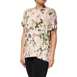 Dolce & Gabbana Pink Lily Printed Round Neck Blouse Top TSH90593-50