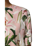 Dolce & Gabbana Pink Lily Printed Round Neck Blouse Top TSH90593-50